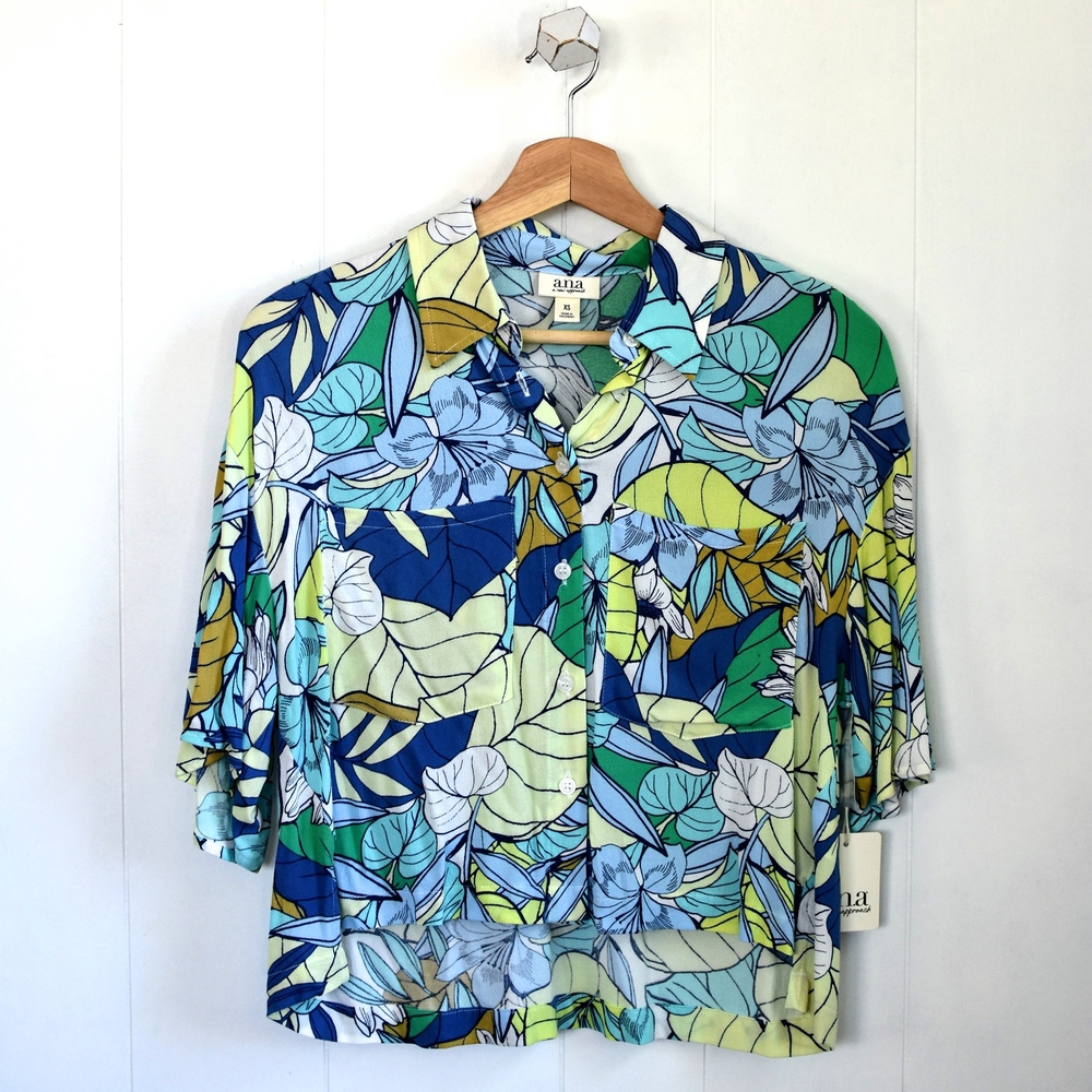 ☆ A.N.A Hawaiian Floral Print Shirt